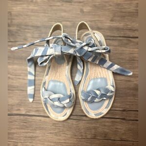 Vince Camuto Kastela Leather Lace-up Sandal In Cerulean Blu NWOT